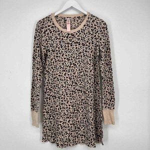 Victoria Secret Thermal Long Sleeve Sleepshirt NWT NEW Cheetah Leopard Cotton